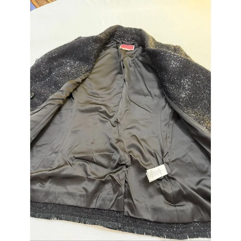 Kate Spade Black Tinsel Metallic Sequel Tweed Blazer Jacket Size 2 New